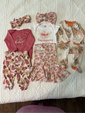 Baby Girl 0-3 Thanksgiving Lot Bundle